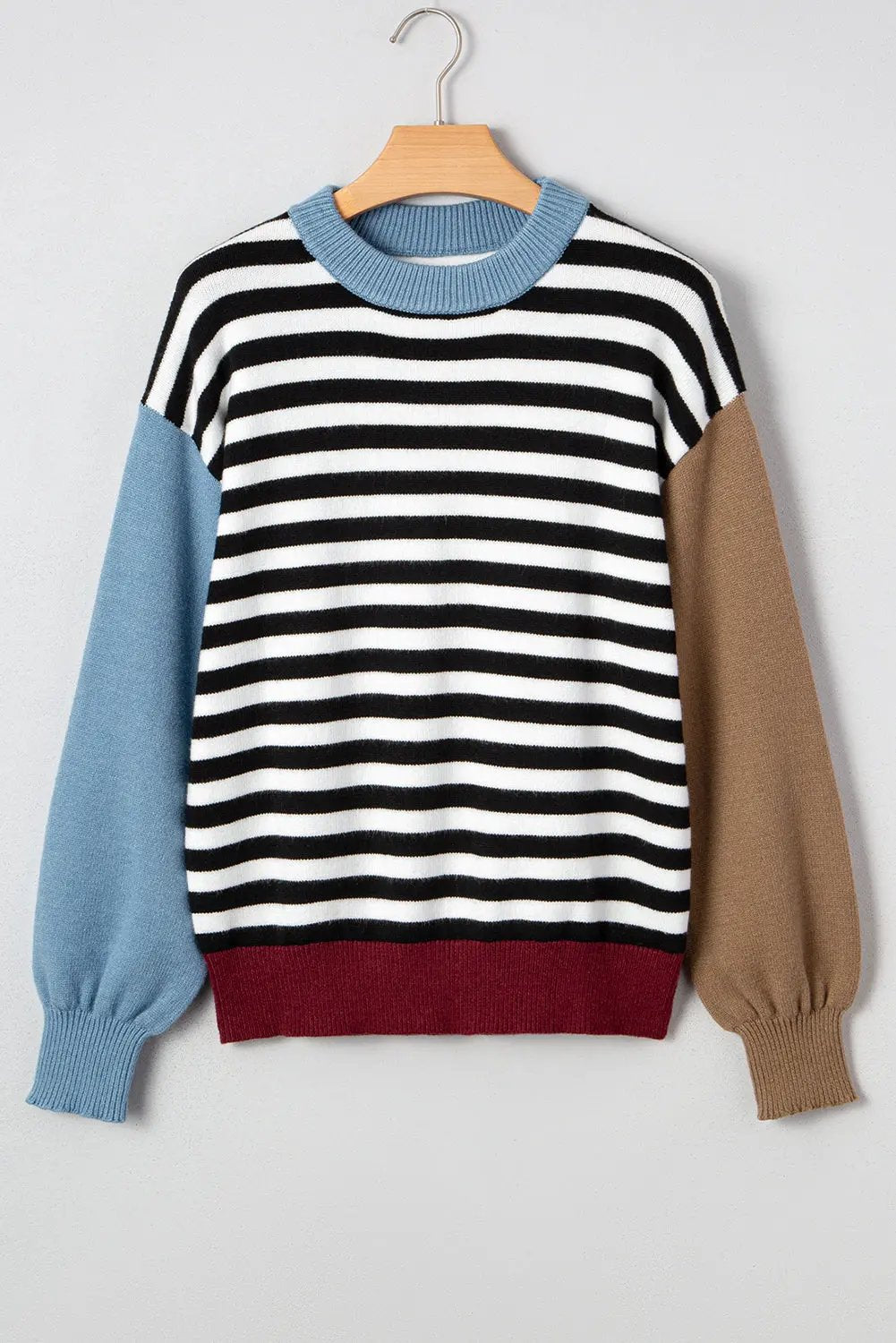 Black Striped Panel Colorblock Sleeve Chic Cozy Sweater Dear-Lover Dropshipping
